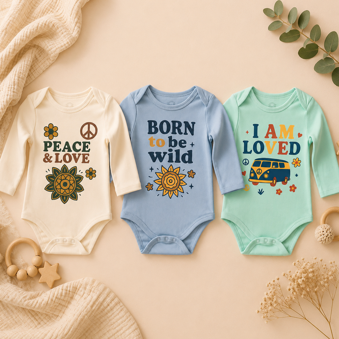 Novistra Langarmbody 3er-Set für Jungen aus 100% Baumwolle